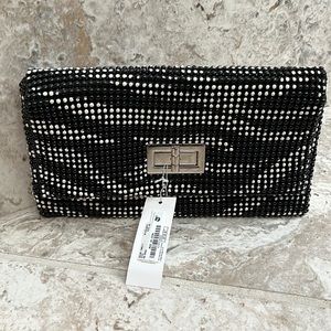 Charming Charlie beaded black/white clutch NWT